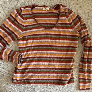 Madewell Scoop Neck Long Sleeve Fall Striped Sweater in Large